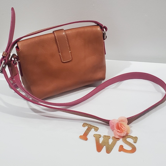 Dooney & Bourke Brown Leather Crossbody Bag With‎ Colorful Hearts - Picture 8 of 13